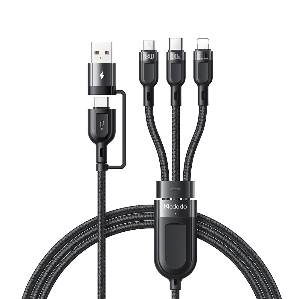 Mcdodo CA-880 Multifunction Data Cable – 2 in 1 PD USB-C / USB-A / Lightning / 1.2 Meters / Black