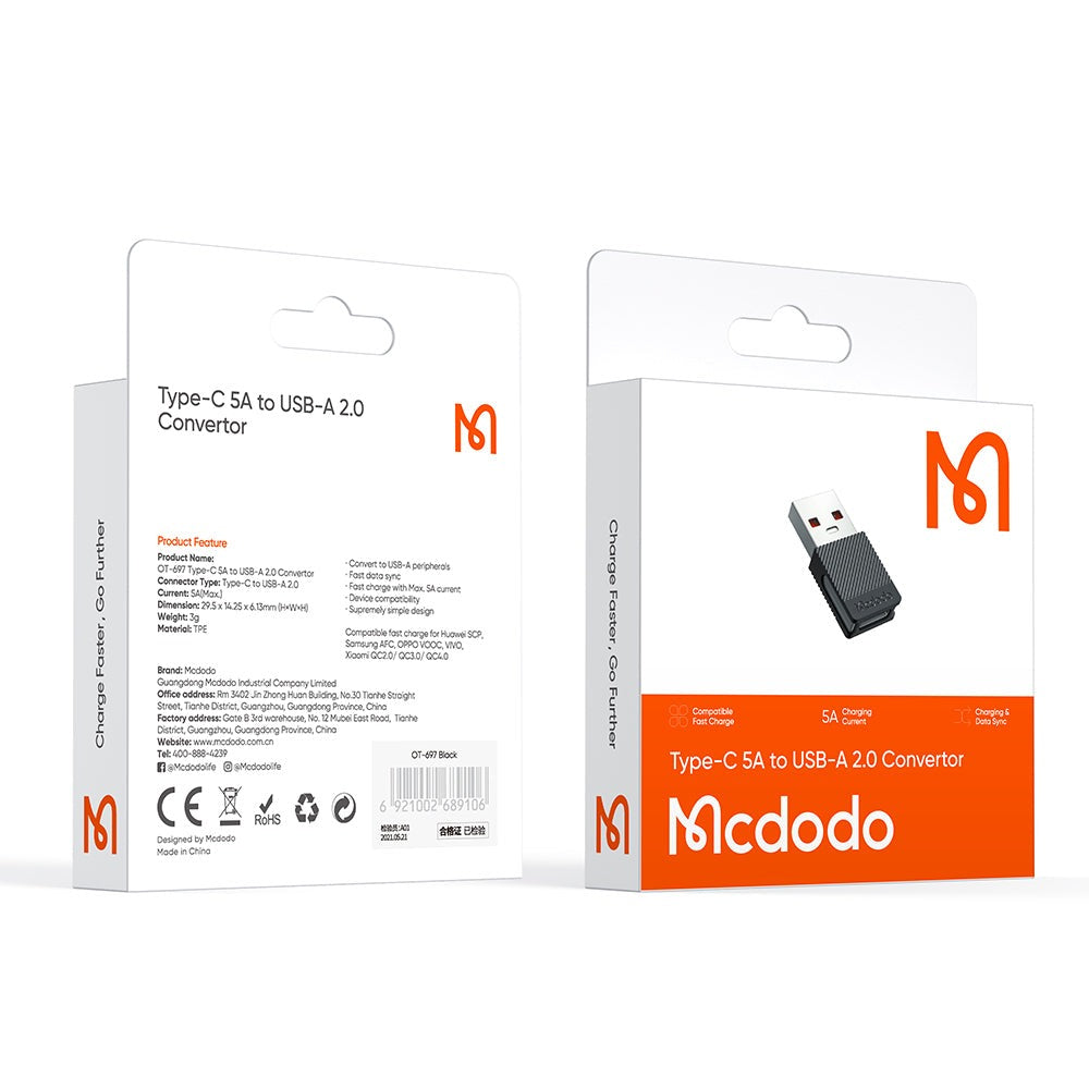 Mcdodo OT-6970 OTG Converter - USB-C To USB-A / Black