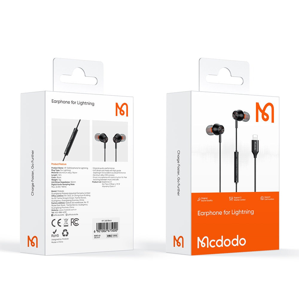 Mcdodo HP-348 سماعة أذن سلكية مايكرو ستار سلسلة ستيريو ستيريو لايتنينج