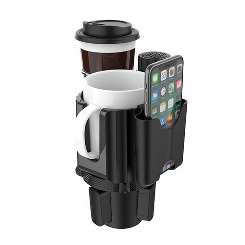 Car Cup Holder Expander with Phone Holder & Coaster – 360° Rotating Adjustable Base / Dual Cup Holder – A00