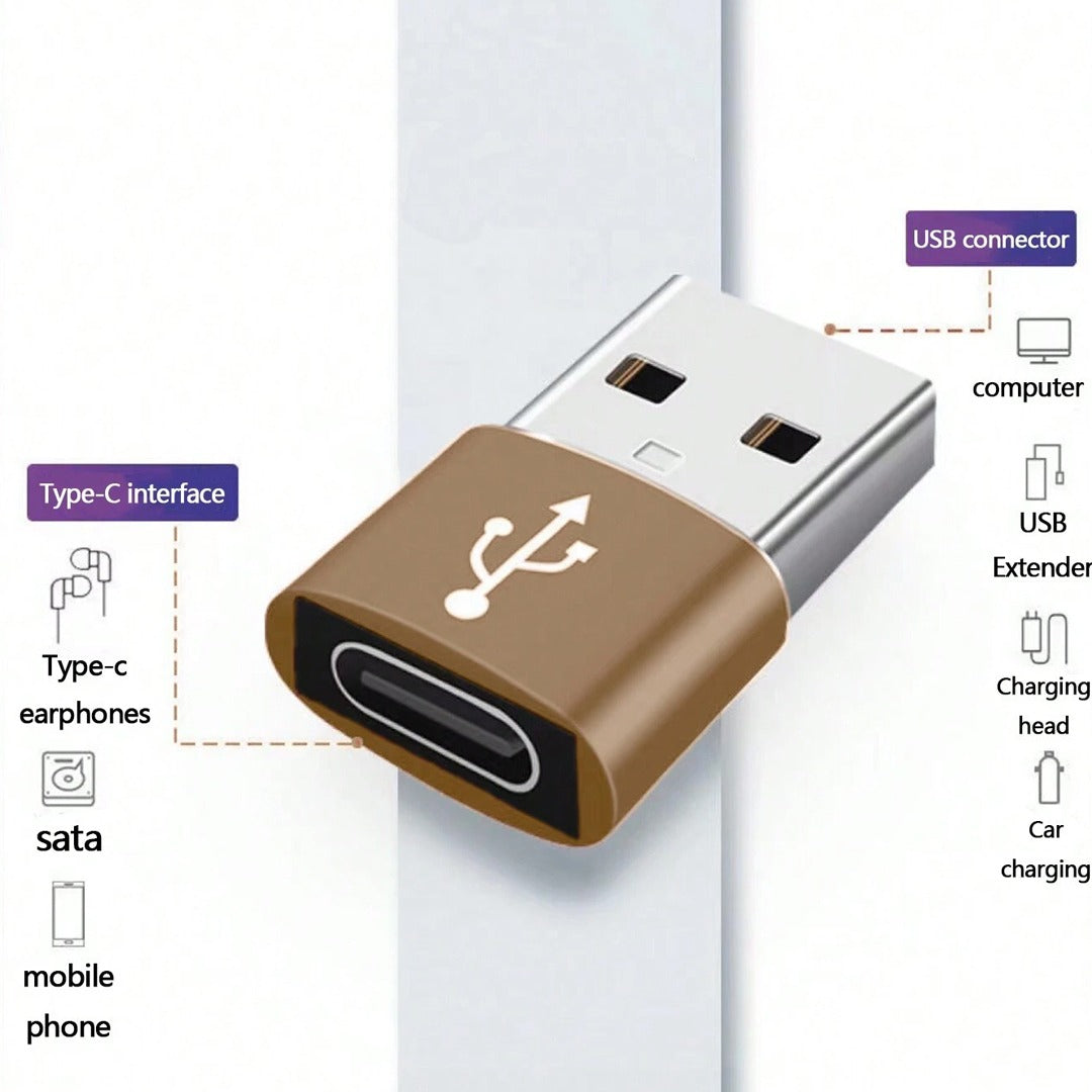 محول USB إلى نوع C من الألومنيوم: الشحن ومزامنة البيانات والتبديل بين المنافذ - 1 قطعة