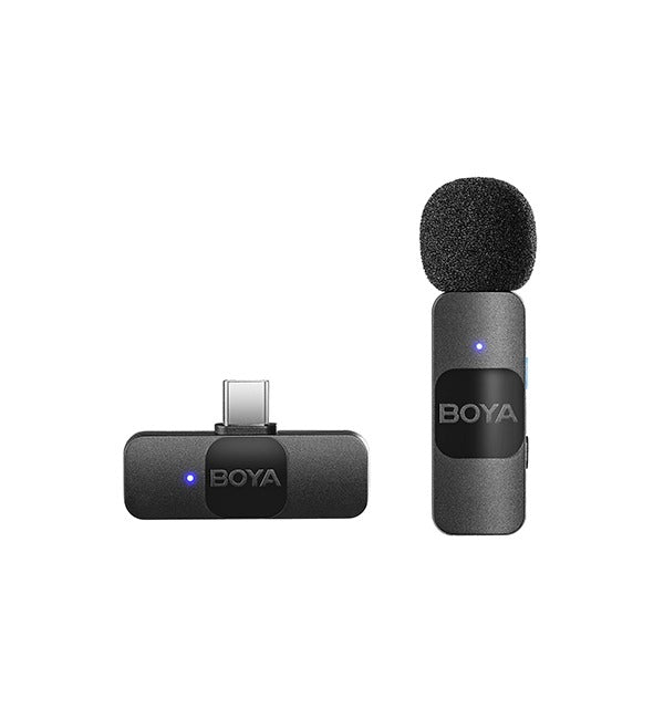 BOYA Smallest 2.4Ghz Wireless Microphone for Type-C device(1TX+1RX) – Black