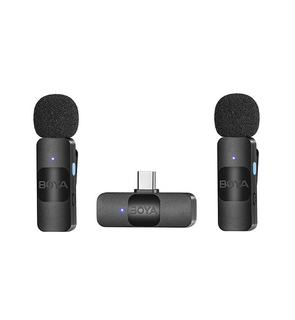 BOYA Smallest 2.4Ghz Wireless Microphone for Type-C device( 2TX+1RX ) – Black