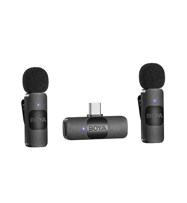 BOYA Smallest 2.4Ghz Wireless Microphone for Type-C device( 2TX+1RX ) – Black