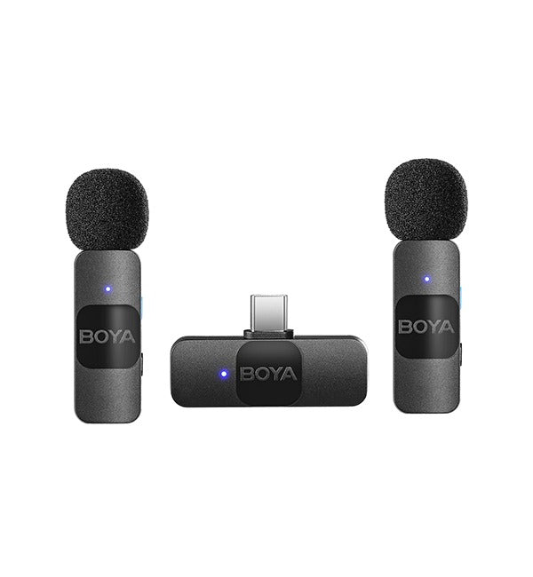 BOYA Smallest 2.4Ghz Wireless Microphone for Type-C device( 2TX+1RX ) – Black