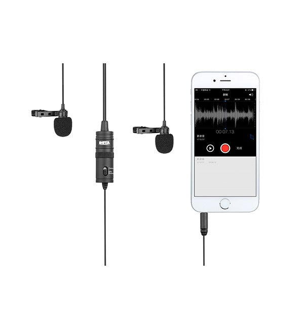 BOYA Dual-Mic Lavalier Microphone for Smartphones and DSLRs – Black