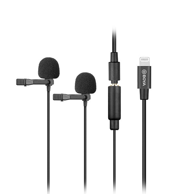BOYA Digital Dual Lavalier Microphones for iOS Devices – Black