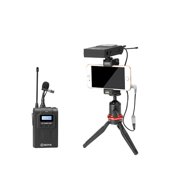 نظام ميكروفون لاسلكي ثنائي القناة مزدوج الترددات فوق العالية من BOYA - حل صوتي احترافي
