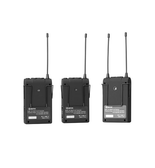 نظام الميكروفون اللاسلكي BOYA UHF (جهاز استقبال واحد، وجهازا إرسال) - أسود