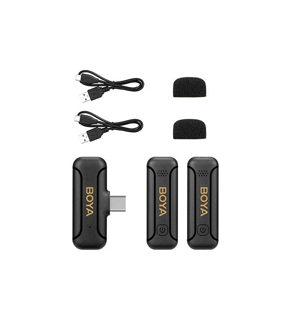 BOYA Smallest 2.4Ghz Wireless Microphone for Type-C device( 2TX+1RX ) – Black