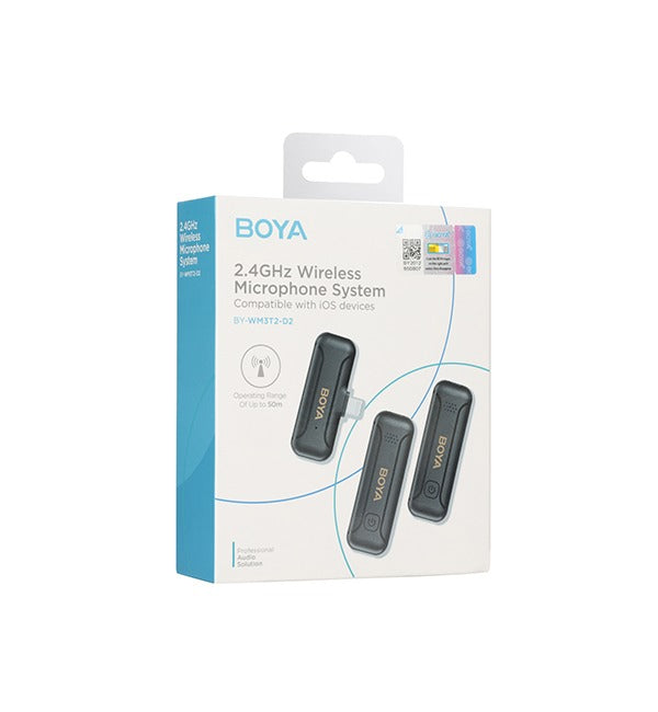 BOYA Smallest 2.4Ghz Wireless Microphone for Type-C device( 2TX+1RX ) – Black
