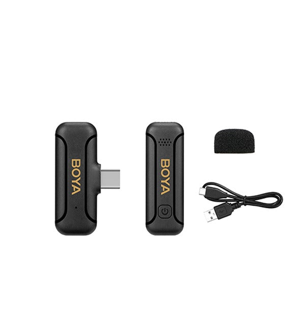 BOYA Smallest 2.4Ghz Wireless Microphone for Type-C device( 1TX+1RX ) -Black