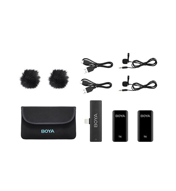 BOYA 2.4GHz Wireless Microphone Kit for Mobile Devices – Black