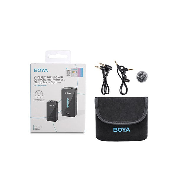 BOYA 2.4GHz Smallest Wireless Microphone (1Transmitter+1Receiver) – Black