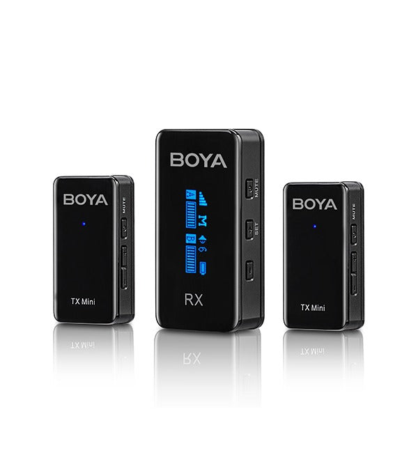 BOYA 2.4GHz smallest Wireless Microphone (2Transmitters+1Receiver) – Black