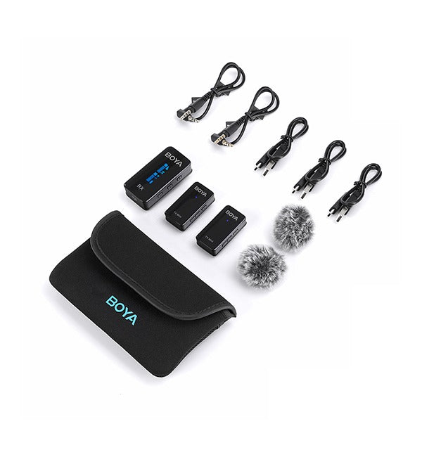 BOYA 2.4GHz smallest Wireless Microphone (2Transmitters+1Receiver) – Black
