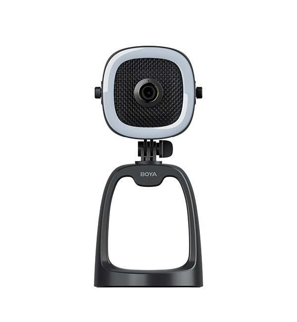 BOYA All-in-one USB Microphone with LED ring light, Microphone & 1080p Camera./USB-A to USB-C cable (1.2m) lens cap included – Black