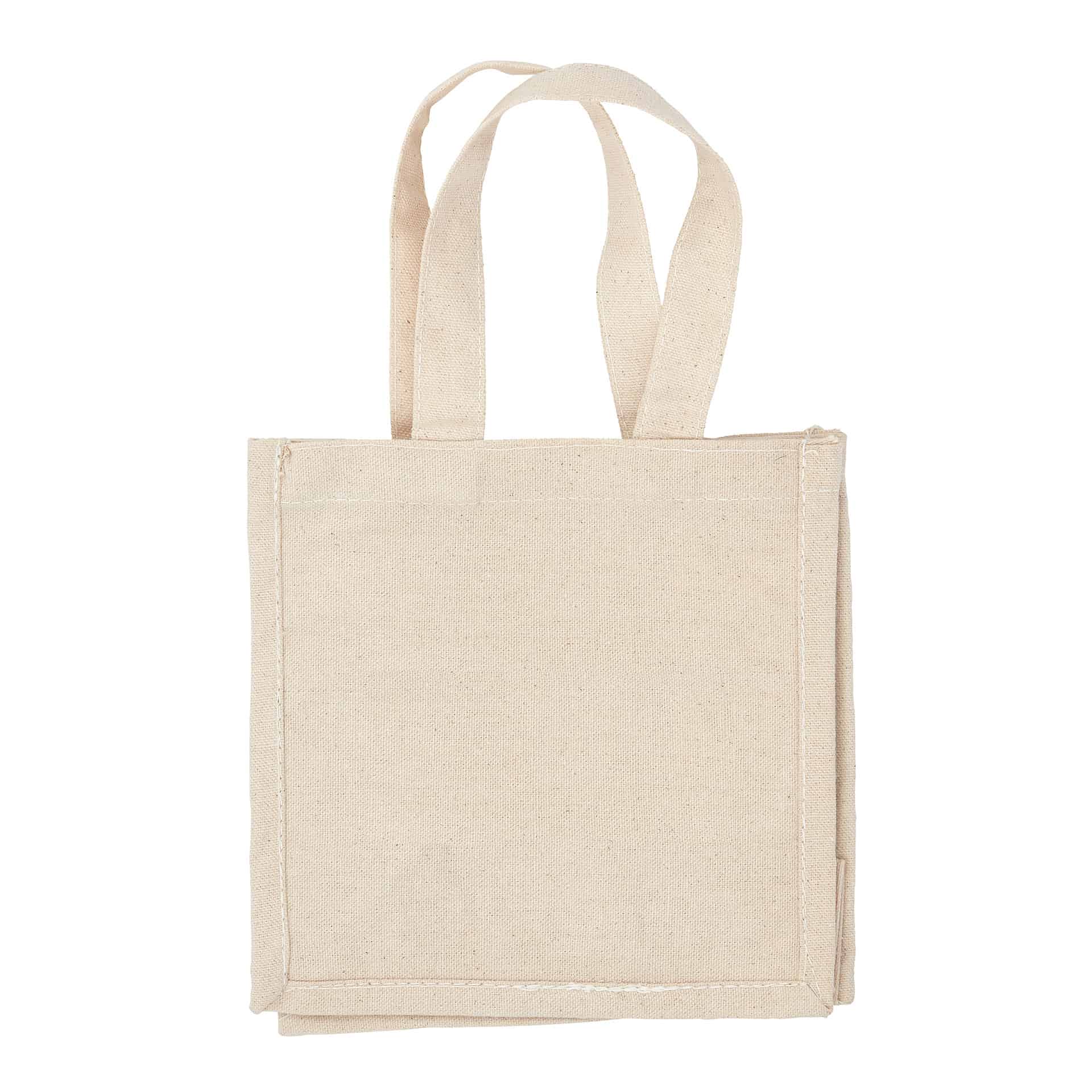 حقيبة قماشية قطنية سادة مع إغلاق فيلكرو - 23 سم × 23 سم × 12 سم/ الطباعة غير متضمنة