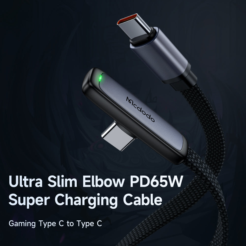 Mcdodo 65W Type-C to Type-C 90 Degree Gaming Data Cable 1.2m – CA-3360
