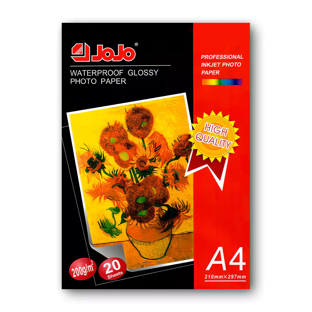JOJO Professional Inkjet Waterproof Photo Paper – A4 Glossy/ 200GSM/ 20 Sheets