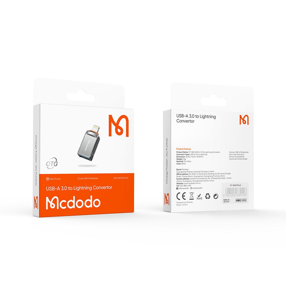 Mcdodo OT-8600 OTG USB-A 3.0 إلى محول لايتنينج