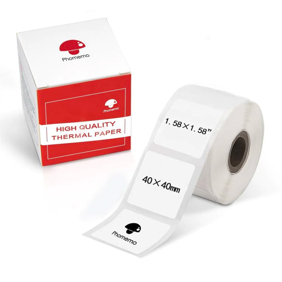 Phomemo Printer Labels 40 X 40mm Square White Label – 1 Roll (180 labels/per roll) – XP4040