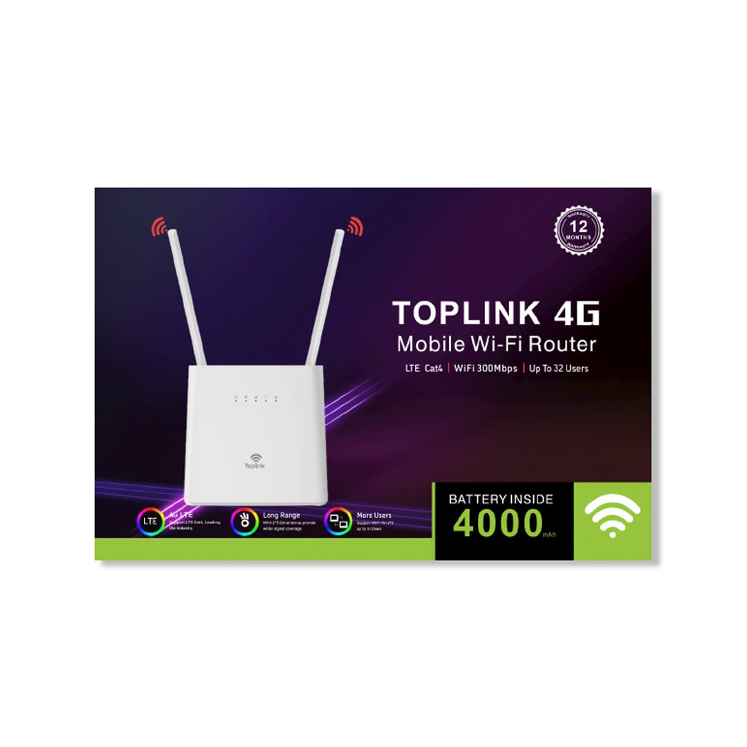 جهاز التوجيه اللاسلكي المحمول TopLink HW303 HW303 4G 4G - LTE Cat4 / Wi-Fi 300 ميغابت في الثانية / حتى 32 مستخدمًا / بطارية 4000 مللي أمبير