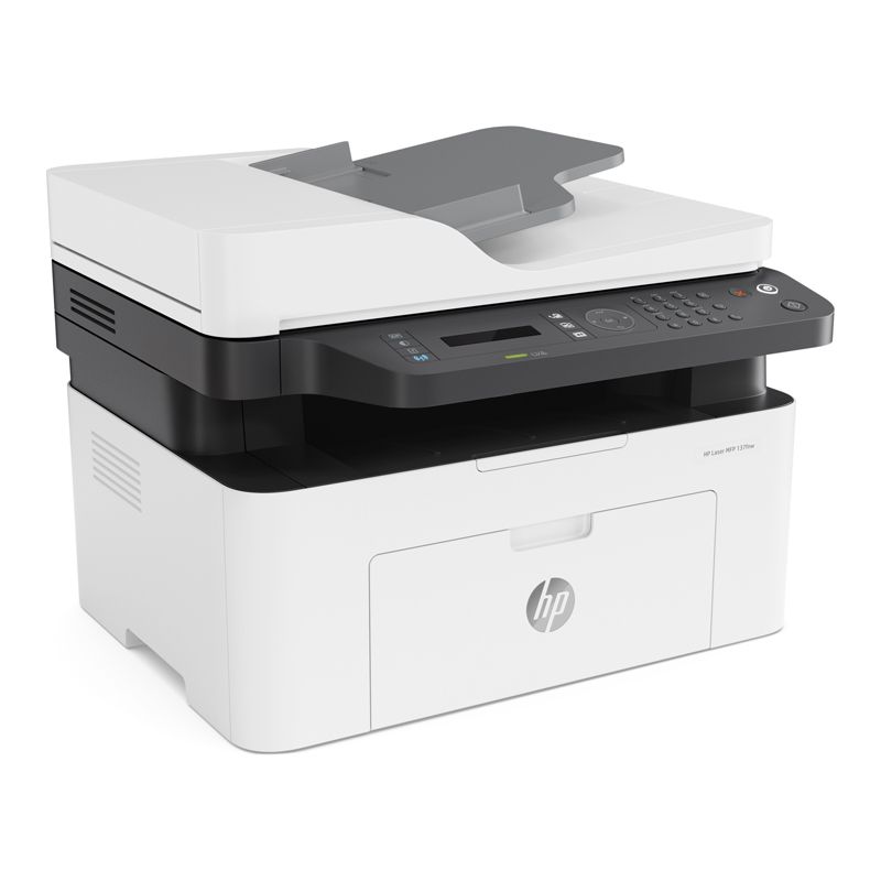 طابعة ليزر متعددة الوظائف من HP MFP 137fnw - 20 صفحة في الدقيقة / 1200 نقطة في البوصة / A4 / USB / LAN / Wi-Fi / FAX / ليزر أحادي اللون - (4ZB84A)