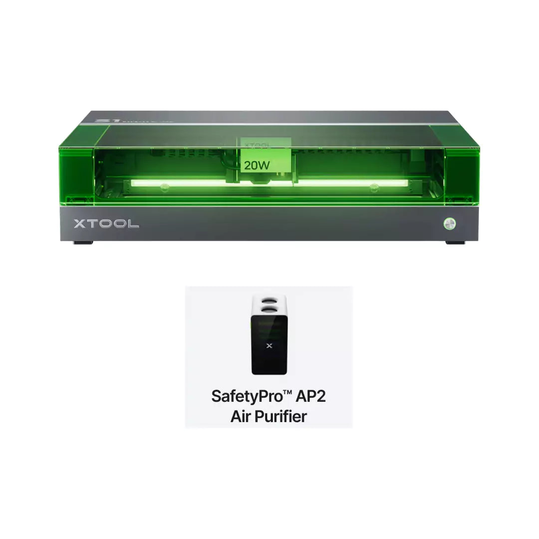 xTool S1 High-Power Enclosed Laser Cutter with SafetyPro AP2 Smoke Purifier