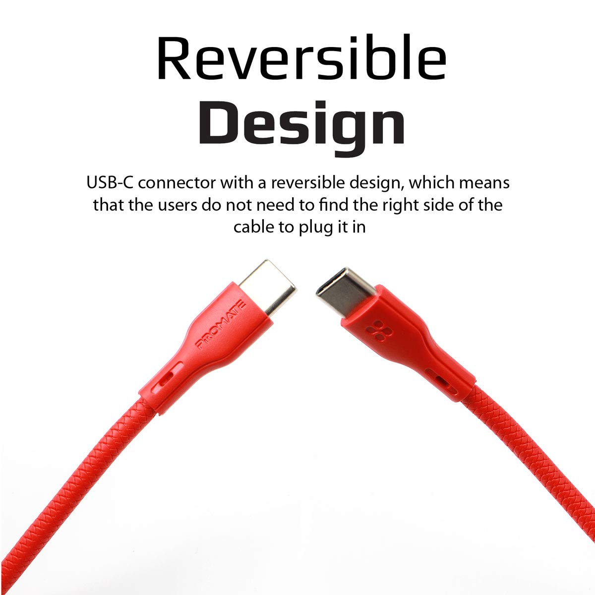 Promate Powercord USB-C to USB-C & Charger Cable – 2 Metre/ Red