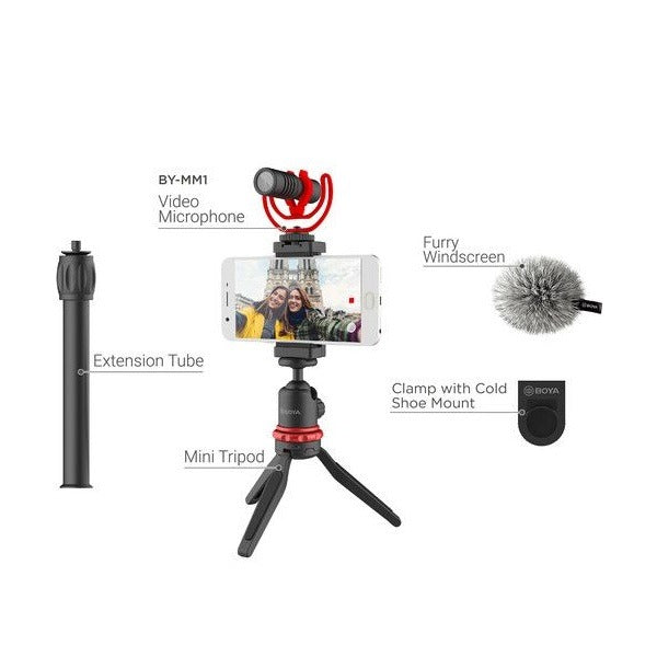 BOYA vlogger kit(BY-T1/BY-C12/BY-MM1) – Black