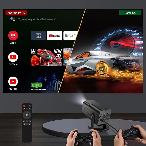 HY320 Portable 4K 1080P Smart Projector with WiFi 6 & Gaming Support for Home Cinema & Outdoor Use