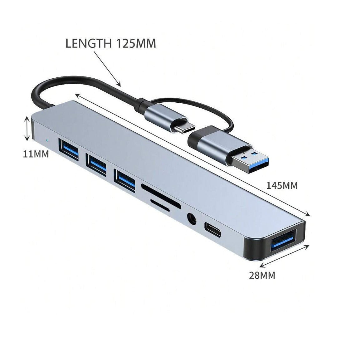 8-in-1 USB-C Hub: Expand Device Connectivity, Compatible with Various Devices