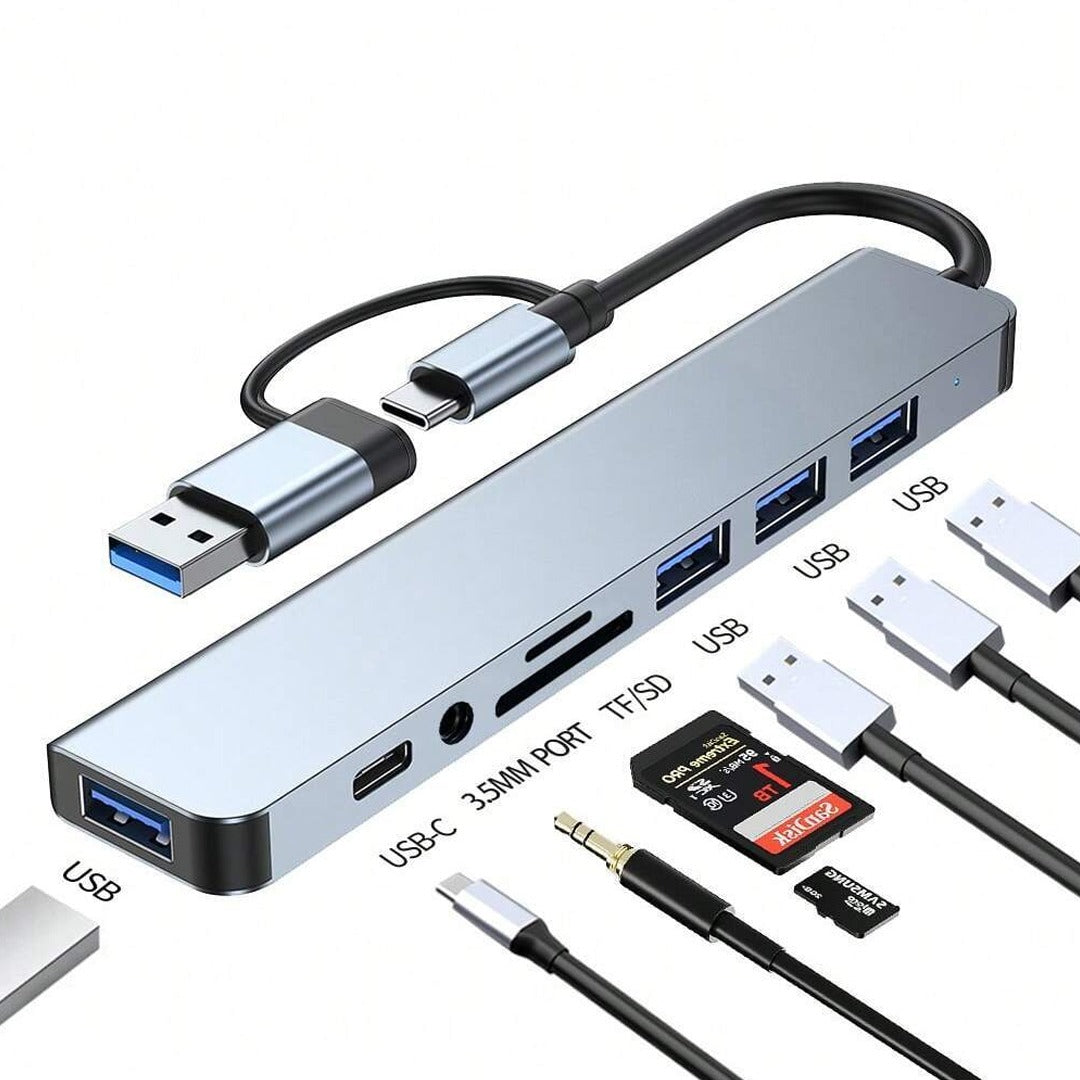 8-in-1 USB-C Hub: Expand Device Connectivity, Compatible with Various Devices
