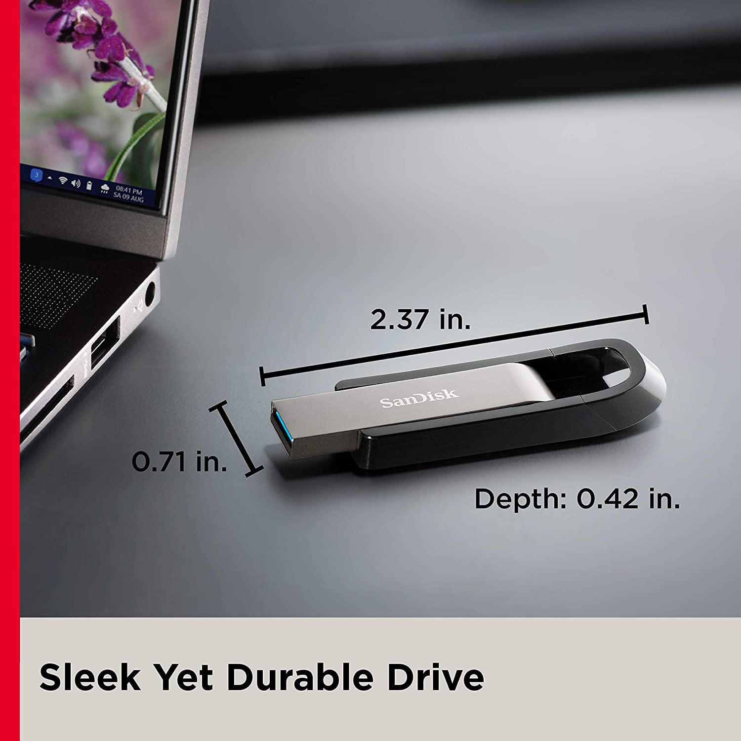SanDisk Ultra Extreme Go Flash Drive – 128GB / USB 3.2 Gen 1 / Black and Silver