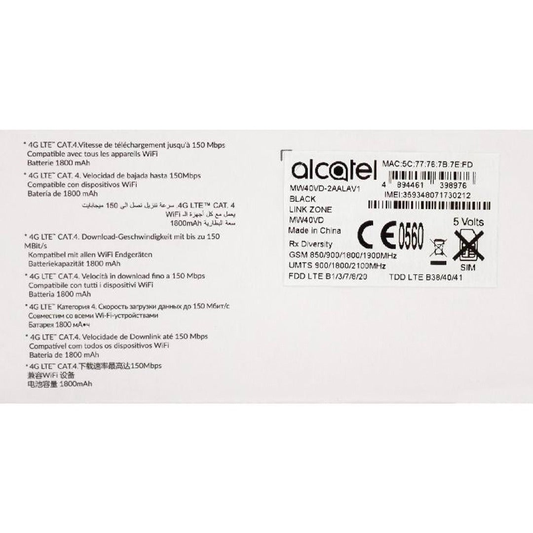 Alcatel LINKZONE MW40 4G LTE Cat4 Mobile Wi-Fi Hotspot