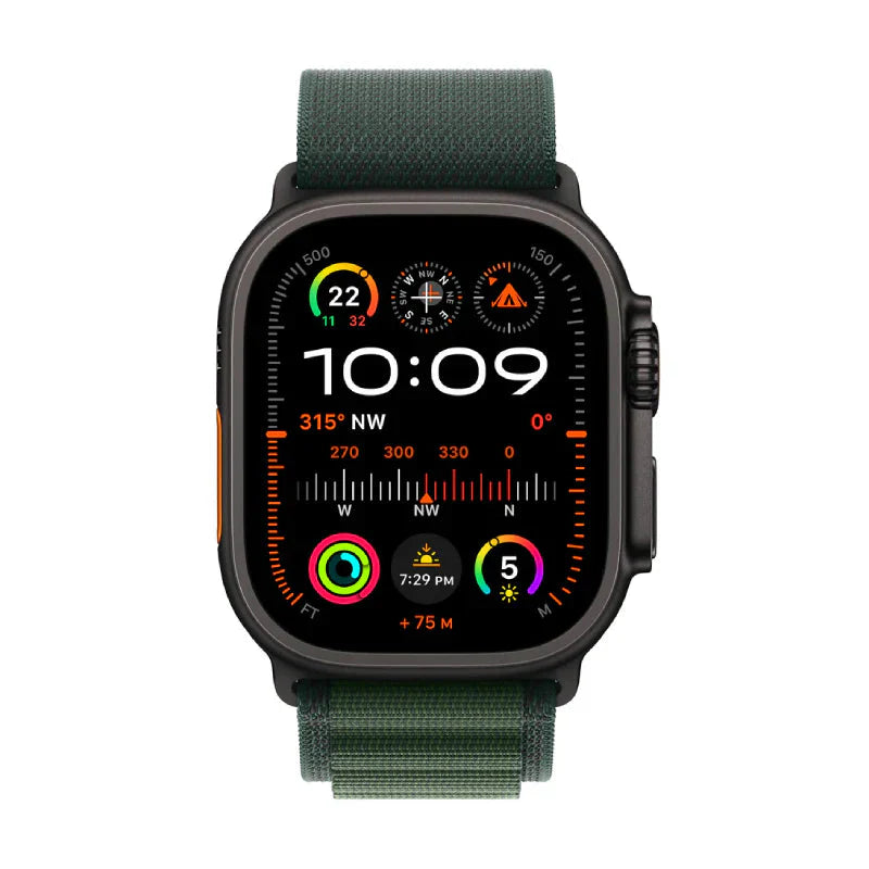 Apple Watch Ultra 2 (2024) - LTPO OLED / 64GB / 49mm / Small / Bluetooth / Wi-Fi / Cellular / Titanium Dark Green Alpine Loop