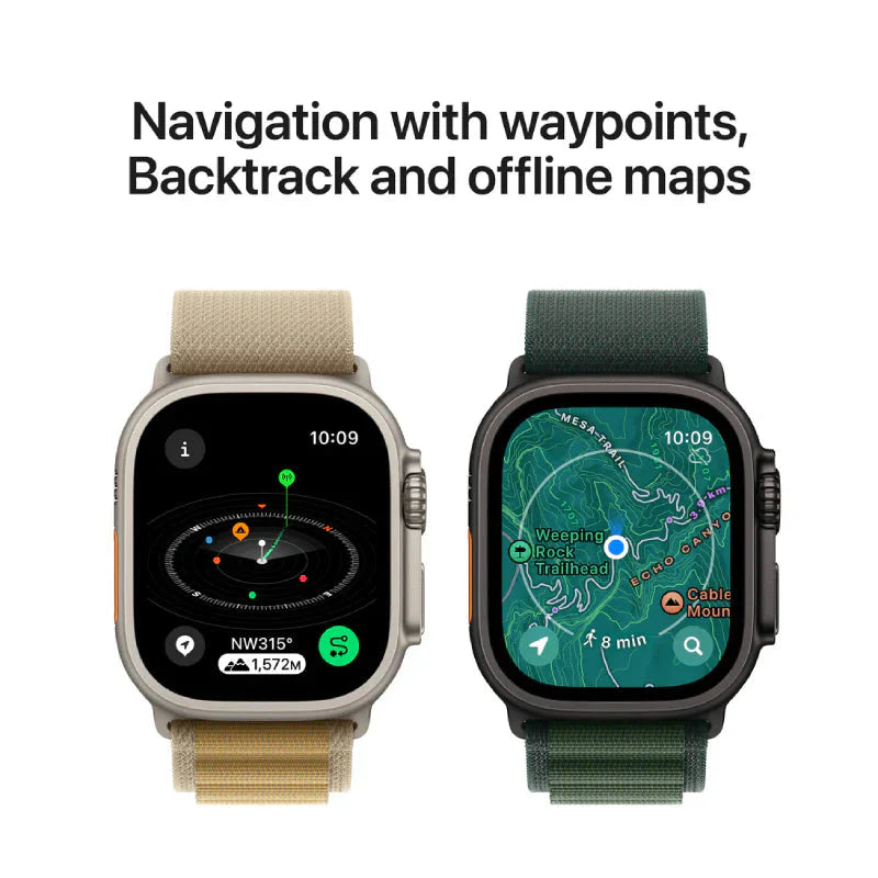 Apple Watch Ultra 2 (2024) - LTPO OLED / 64GB / 49mm / Small / Bluetooth / Wi-Fi / Cellular / Titanium Dark Green Alpine Loop