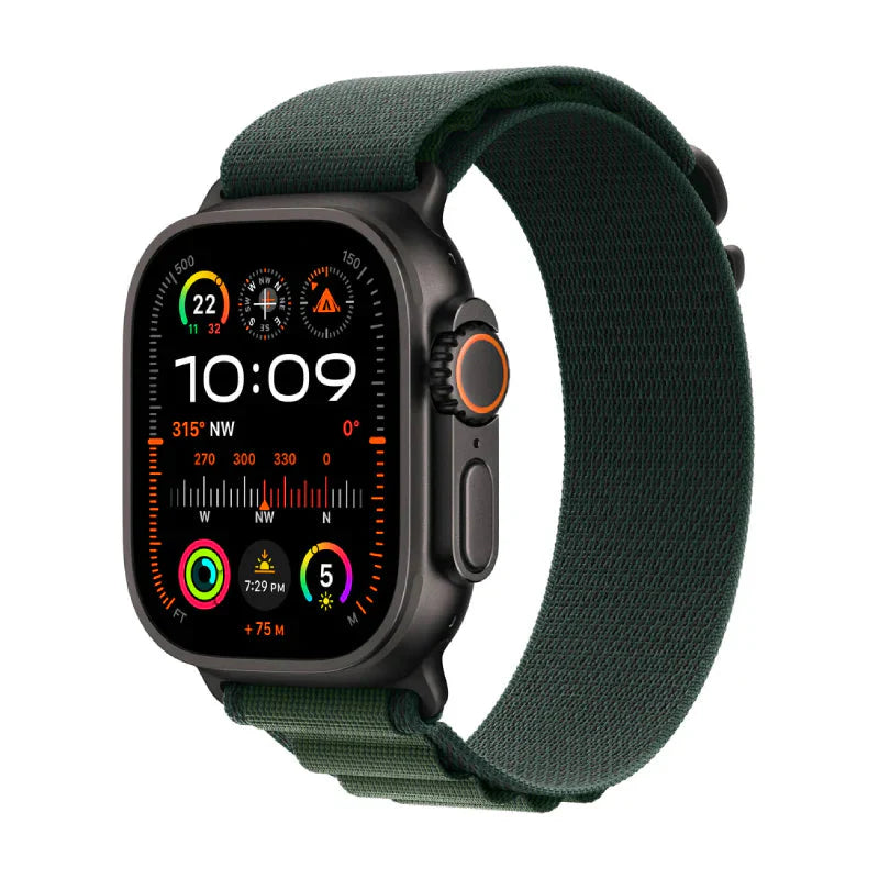 Apple Watch Ultra 2 (2024) - LTPO OLED / 64GB / 49mm / Small / Bluetooth / Wi-Fi / Cellular / Titanium Dark Green Alpine Loop