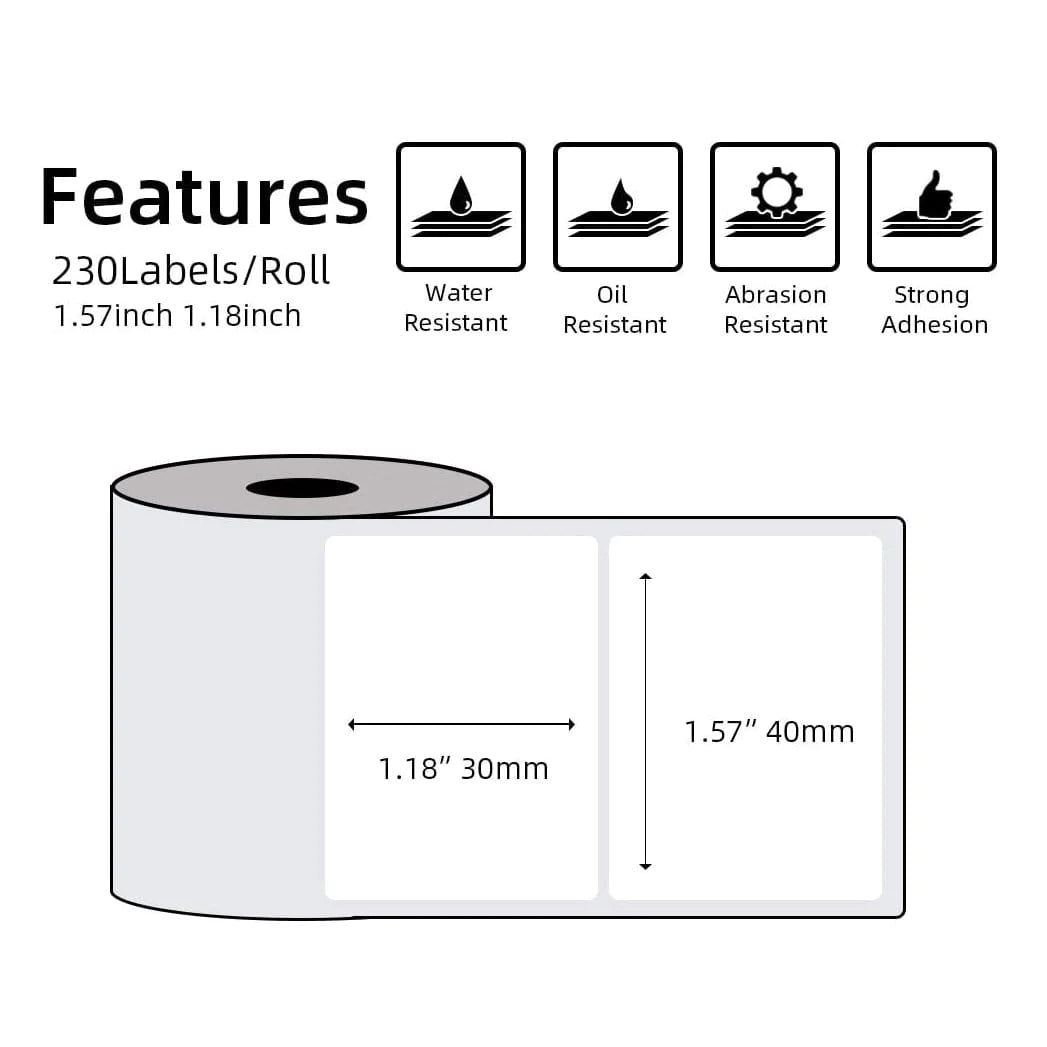 Phomemo Printer Labels 40 X 30mm Transparent Square Label - 1 Roll (230 labels/per roll) - XP-TT4030