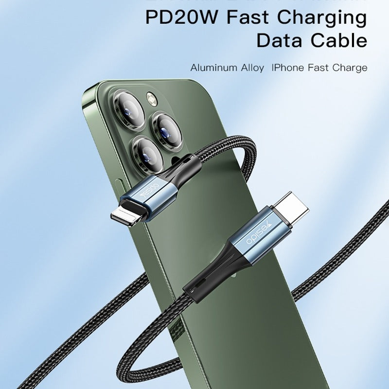 Yesido CA95 3A 20W Type-C to Lightning Fast Charging Cable – 1.2m