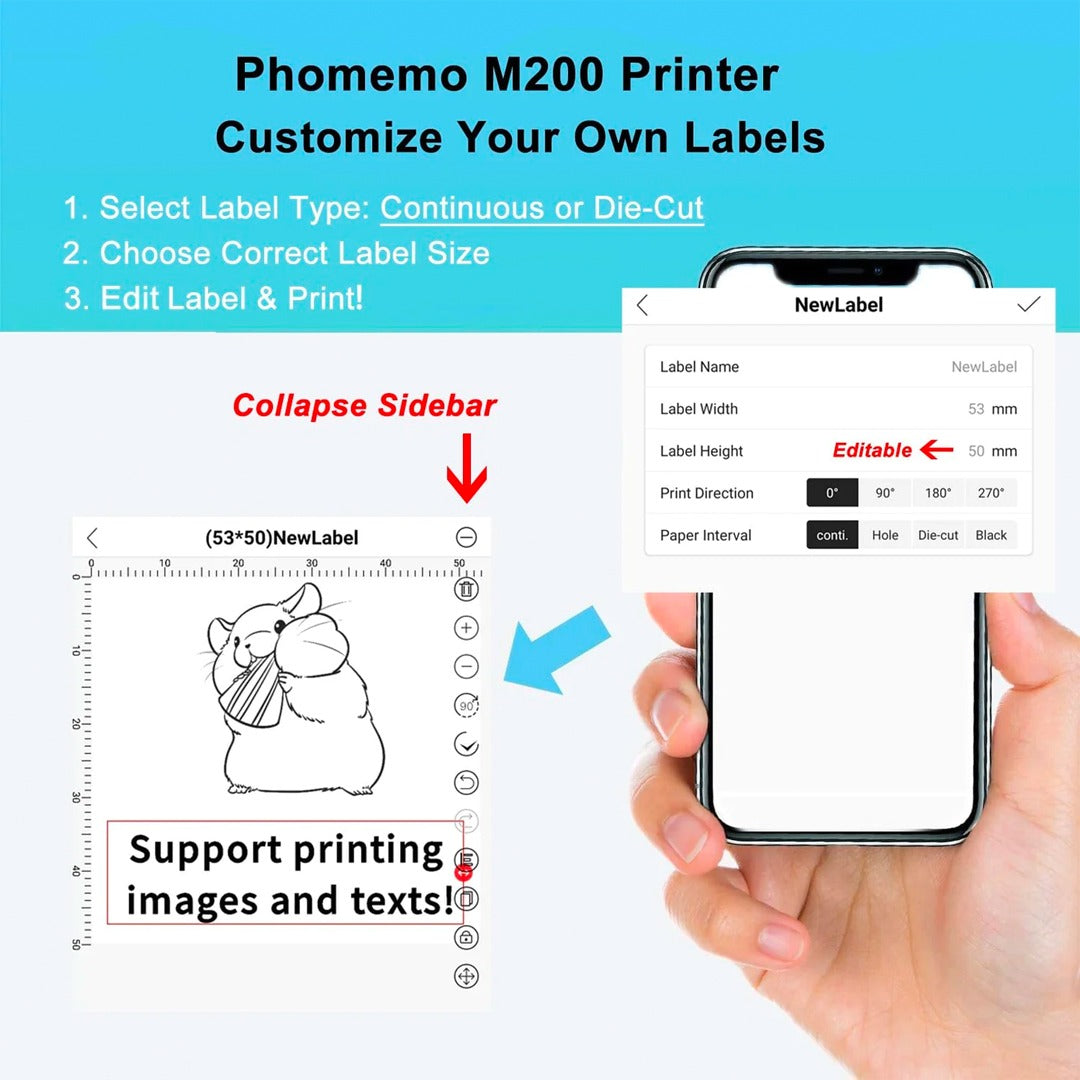 Phomemo Printer Labels 50mm X 3.5m Continuous White Sticker Label – 1 Roll - XP-RMS10