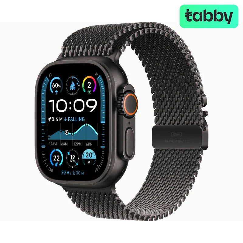 Apple Watch Ultra 2 (2024) - LTPO OLED / 64GB / 49mm / Bluetooth / Wi-Fi / Cellular / Titanium Black Milanese Loop - Medium
