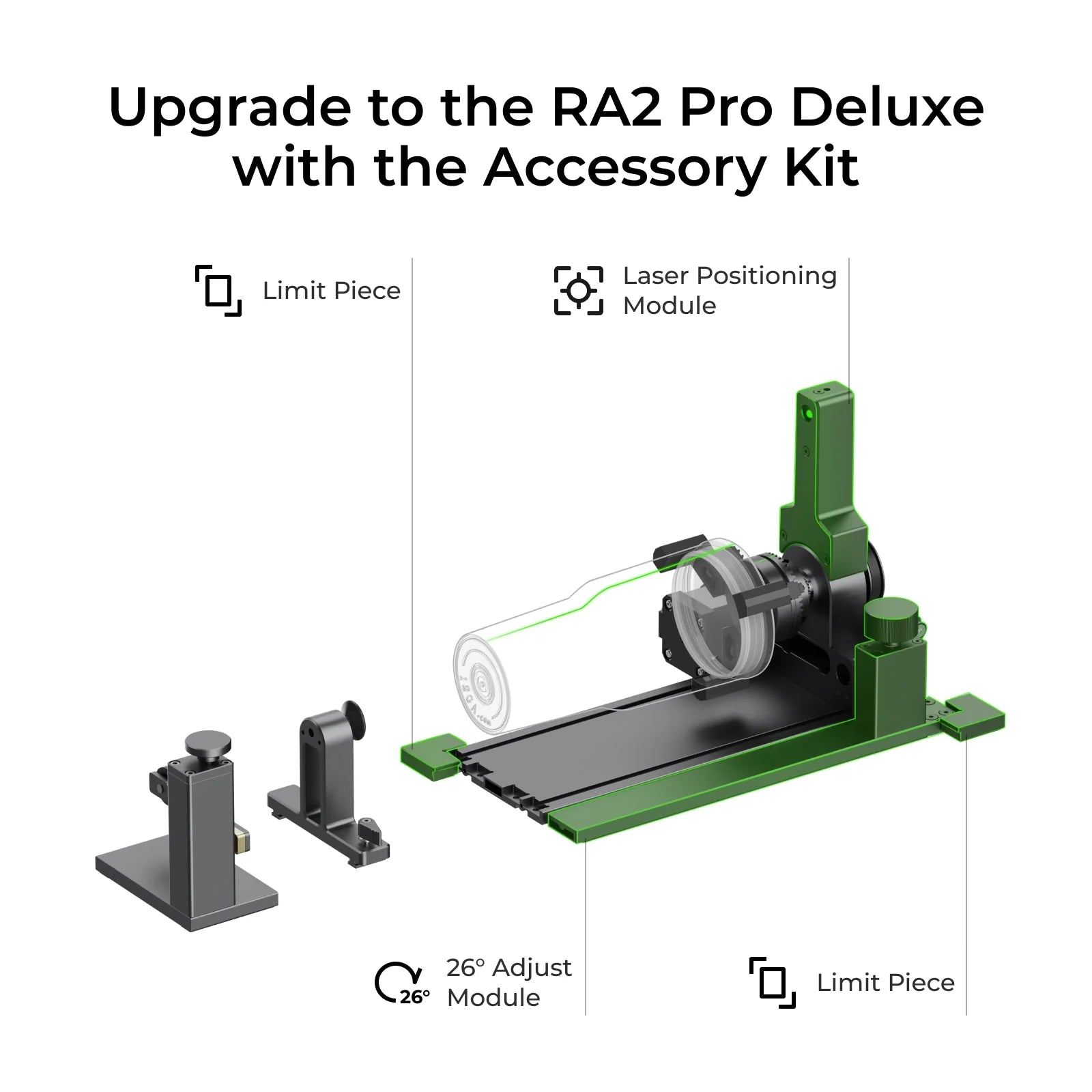 xTool RA2 Pro – 4-in-1 Rotary Attachment for Laser Engraver