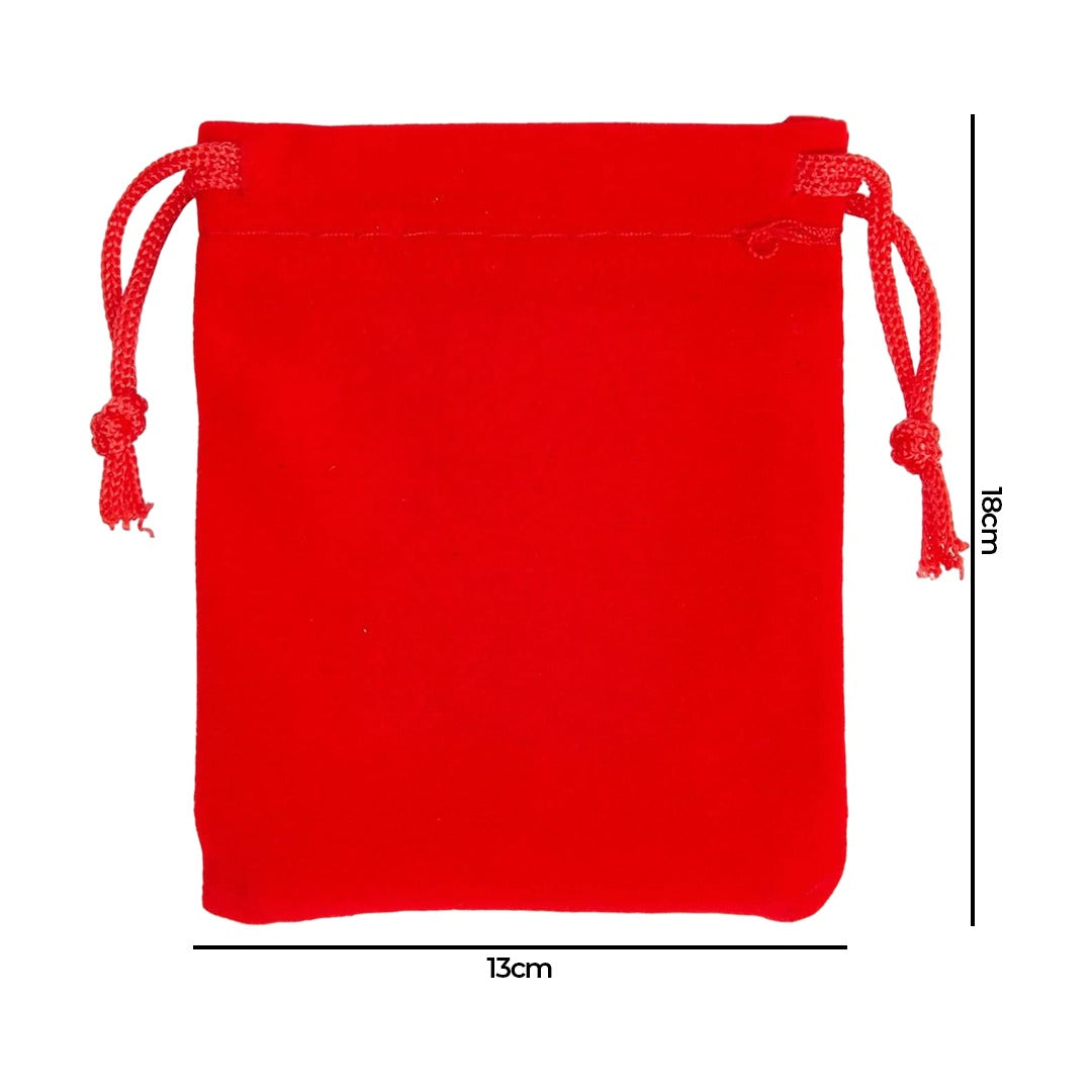 Jewelry Pouch Drawstring Bags – 13cm x 18cm / Red Velvet Cloth / 1 Dozen