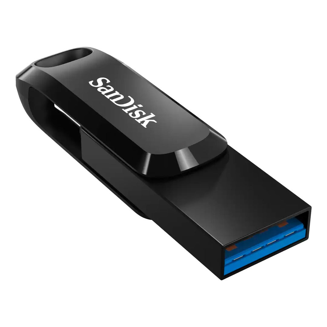 محرك أقراص فلاش SanDisk Ultra Dual Drive Go Drive - 128 جيجابايت/ 150 ميجابايت/ USB 3.1 Gen 1/ USB-C/ أسود