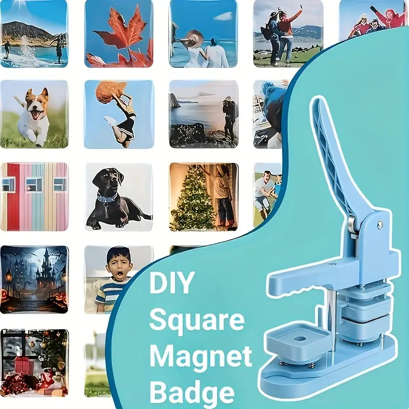 Badge Making Machine Kit - Square/ 50mm/ Fridge Magnet Press with 100-Piece Supplies