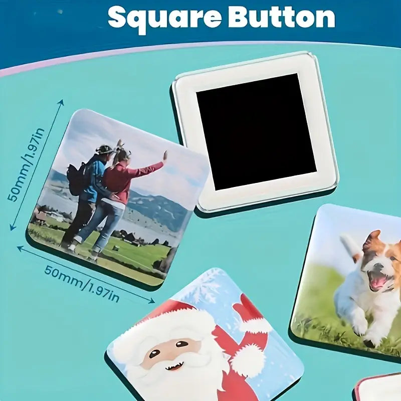 Badge Making Machine Kit - Square/ 50mm/ Fridge Magnet Press with 100-Piece Supplies