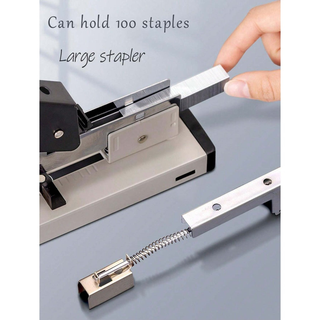 Large Size Heavy Duty Stapler – Long Arm, Effortless, Thickened Bookbinding Machine, Binds 100-120 Pages / 13mm Staples Pin 23/13