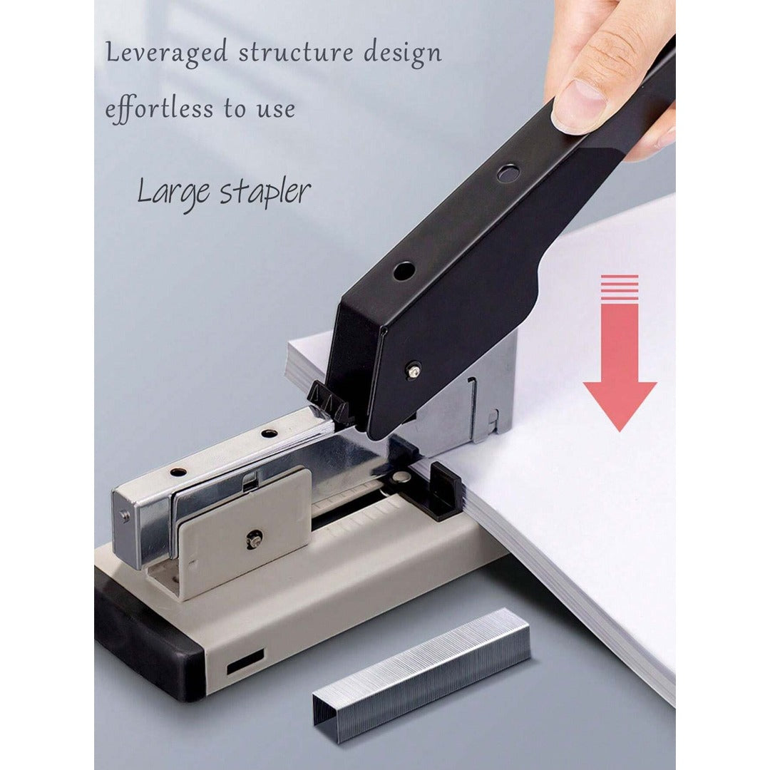 Large Size Heavy Duty Stapler – Long Arm, Effortless, Thickened Bookbinding Machine, Binds 100-120 Pages / 13mm Staples Pin 23/13